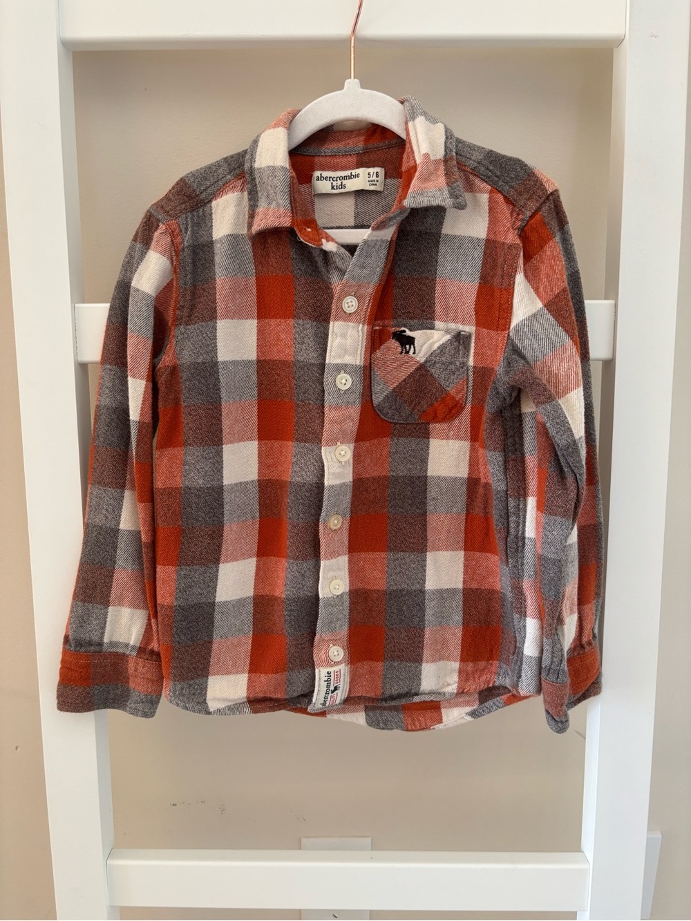 abercrombie kids Rust, Gray & White Plaid Button-Down Shirt